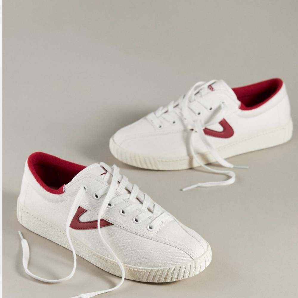 Women’s Tretorn White and Red Sneakers, size 8